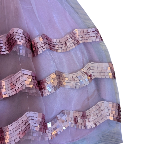 New Jovani Pink Strapless Prom Dress Wicked Glenda Tulle Sequins Strapless Sz 0 - Picture 5 of 7